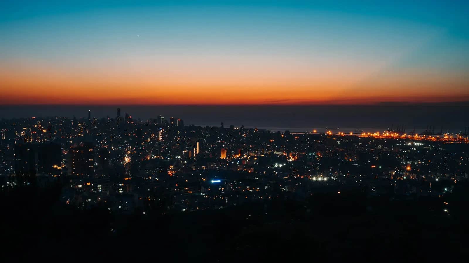 Beirut skyline illuminated at night
