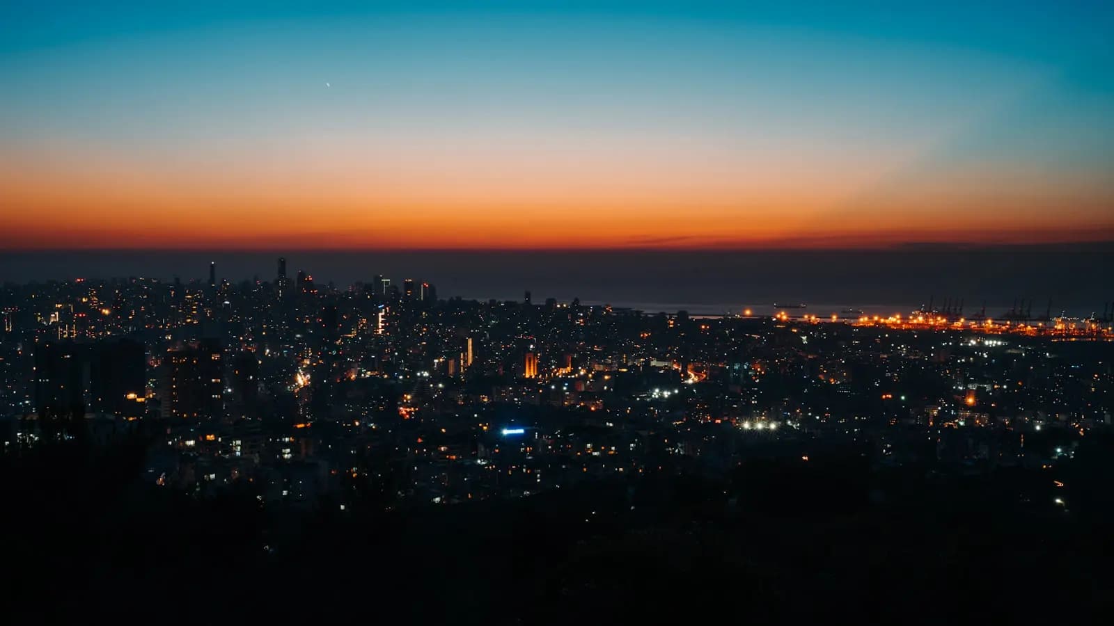 Beirut illuminated after dark