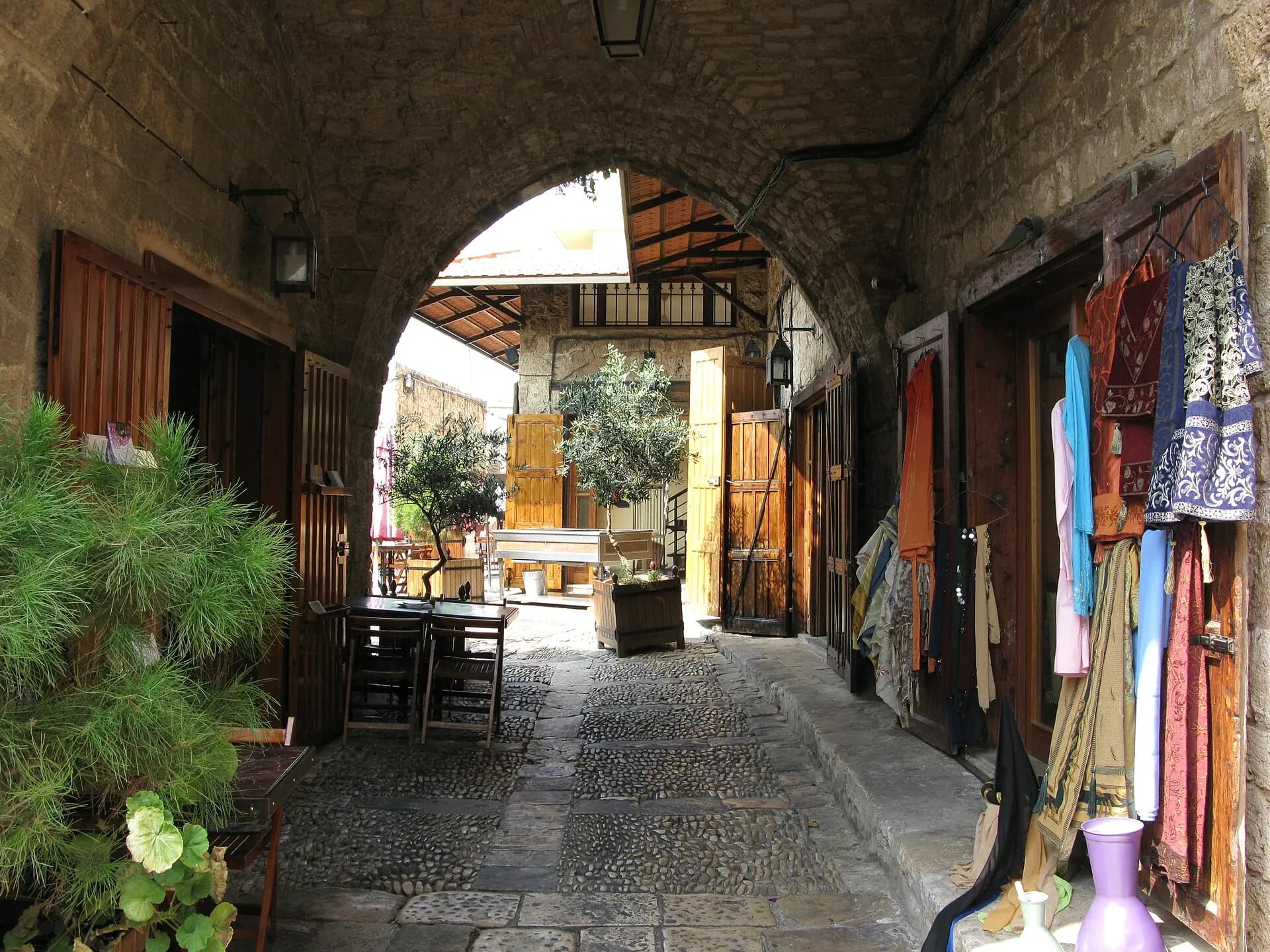 Stone lane and small shops in Byblos old town